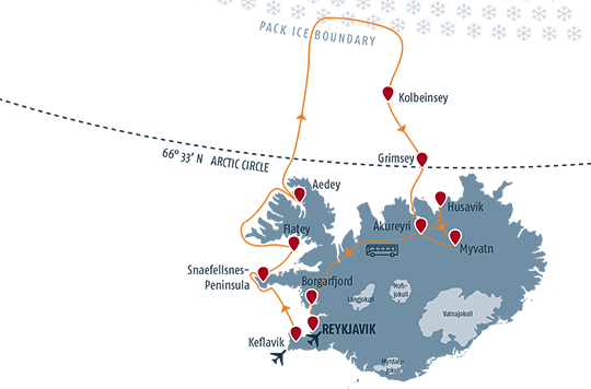 Cruise map Iceland Expedition