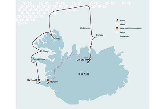Cruise map Iceland Expedition